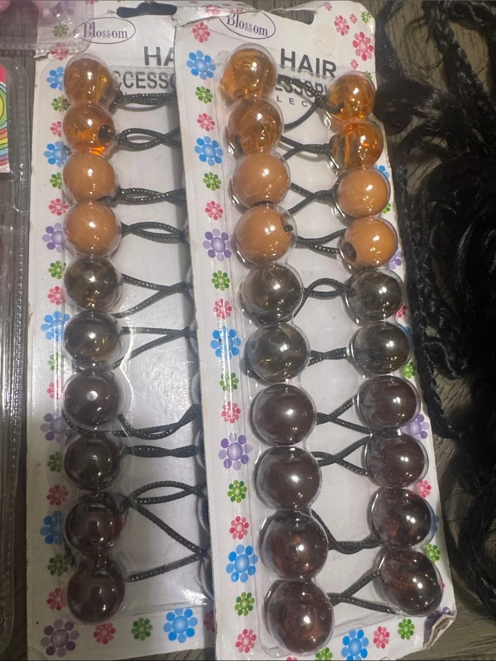 Lot of Kids Hair Beads Pack - Pink, Purple, Blue, Brown and black braids